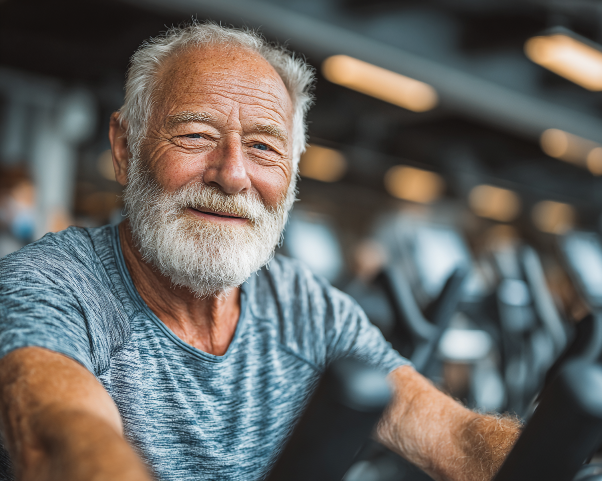 Жінка середнього віку займається йогою на природі